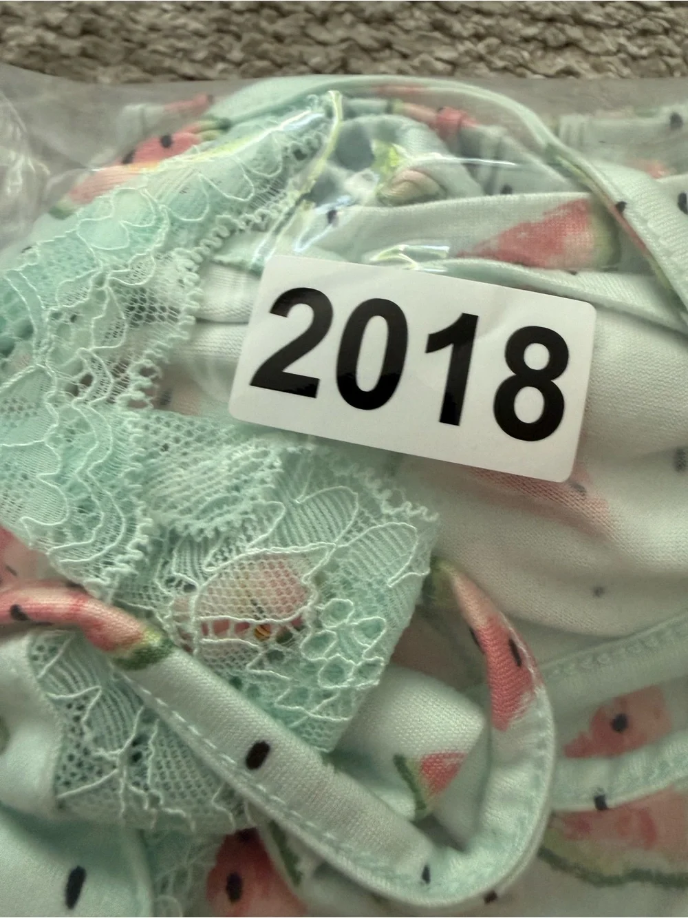 Flora Nikrooz Watermelon Print Pajama Set Size Large Mint‎ Green Sleepwear